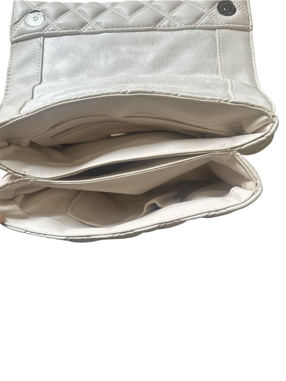 STEVE MADDEN “SM” Logo Ivory White Quilted Crossbody Shoulder Purse - Picture 5 of 8